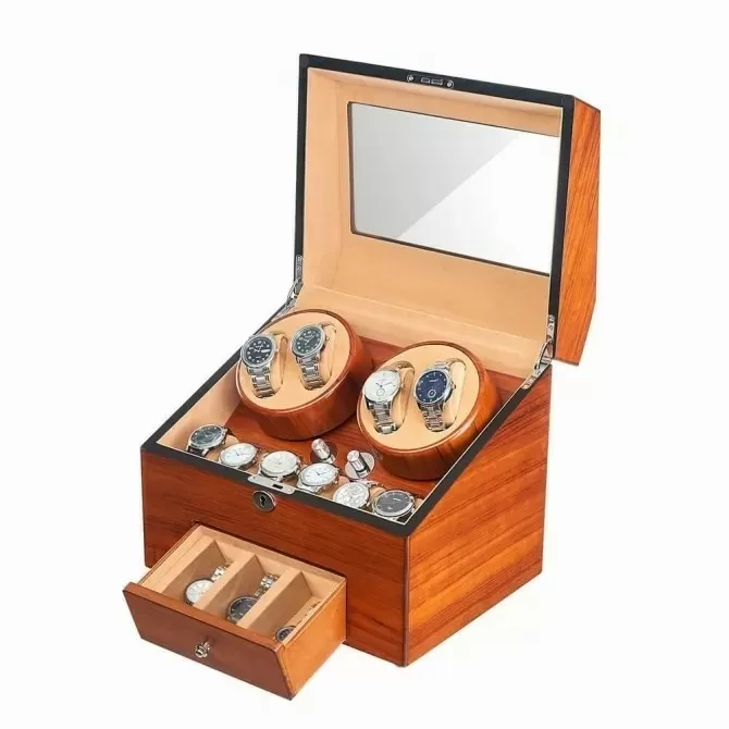 4 Automatic Wood Watch Mover Display Box - Luxury Gifts for Watch ...