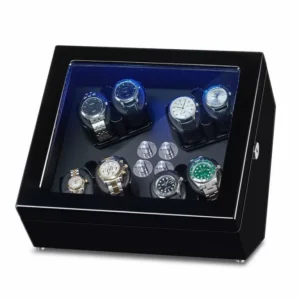8 watch winder box for 8 winding spaces with built in illumination ebony 8de