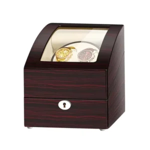 Double Watch Winder with Storage - Ebony