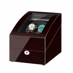 ebony double watch winding machine with 3 storages f04