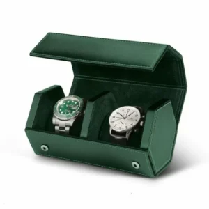 jqueen double green microfiber leather portable travel watch roll 03b