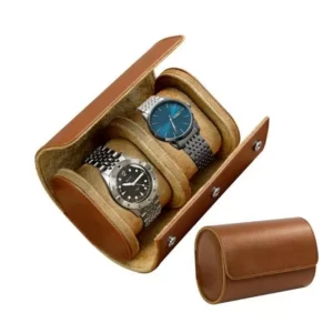 jqueen leather double watch roll brown eb5