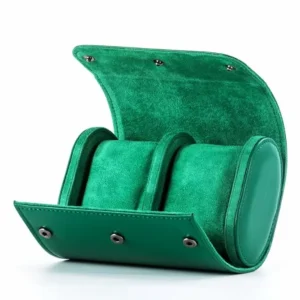 Leather Double Watch Roll green