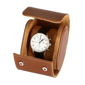jqueen leather single watch roll brown efe