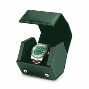jqueen single green microfiber leather portable travel watch roll 00b
