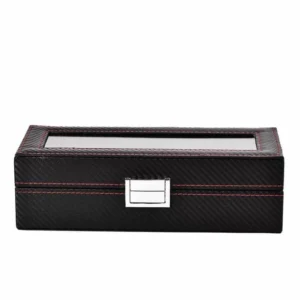 leather watch box 5 slots storage case with glass top 76a