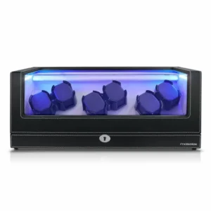 maselex black leather 6 automatic watch winder with quiet japanese motor 476