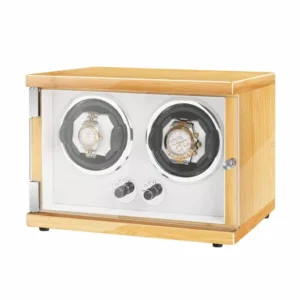 new vertical double automatic watch winder with led light hevea brasiliensis 5be