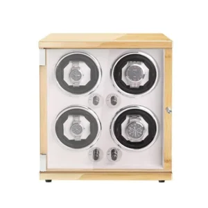 New Vertical Quad Automatic Watch Winder Box Hevea Brasiliensis