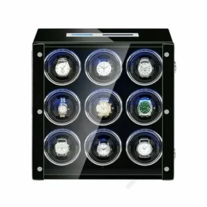 nine automatic watch turner with lcd touch screen in black interior 130