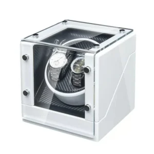 rotating watch box for 2 automatic watches white 334