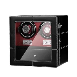 watch winder 2 watches with quiet motors in black red leather d9a