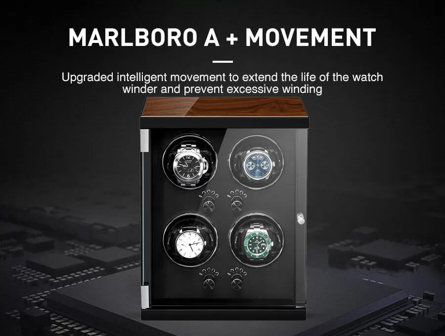 Classic Vertical Quad Automatic Watch Rotator Black interior