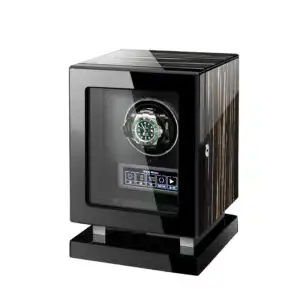 Premium Smart Single Watch Winder - Striped Ebony Wood