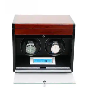 URORO Double Watch Winder - Wood + Red