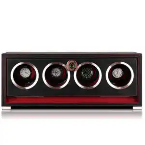 Fingerprint Lock Mechanical 4 Watch Winder Box - Black