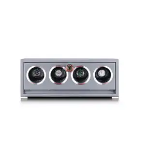 Fingerprint Lock Mechanical 4 Watch Winder Box - Silver