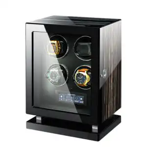 Premium Smart Quad Watch Winder - Striped Ebony Wood