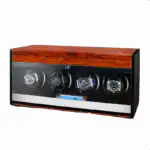 4 Watch Winder with Storage Space - Wood + Red