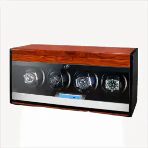 4 Watch Winder with Storage Space - Wood + Red