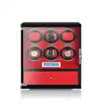6 Wooden Watch Winder Box for Rolex with 1 Storage Space - Red