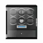 6 Wooden Watch Winder Box for Rolex with 1 Storage Space - Black