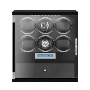 6 Wooden Watch Winder Box for Rolex with 1 Storage Space - Black