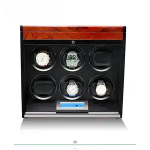 6 Watch Winder - Wood + Red