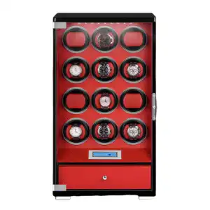 12 Wooden Watch Winder Box for Rolex with 1 Storage Space - Red