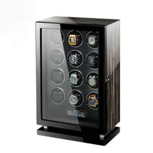 Premium Smart 12 Watch Winder - Striped Ebony Wood