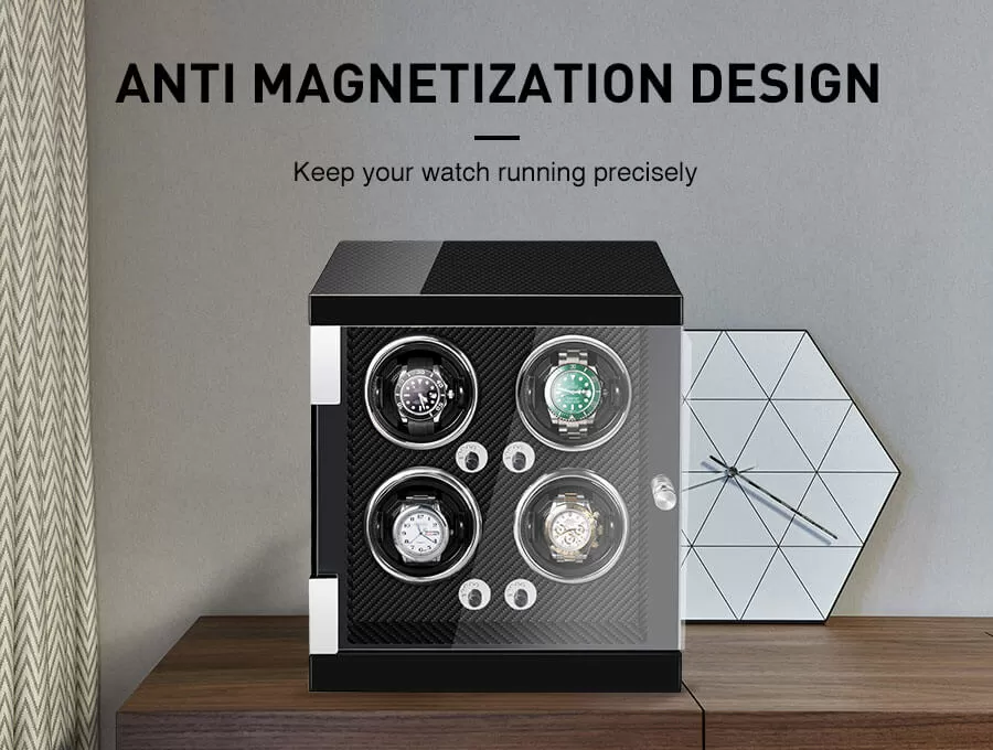 Classic Vertical Wooden Double Watch Winder Black interior