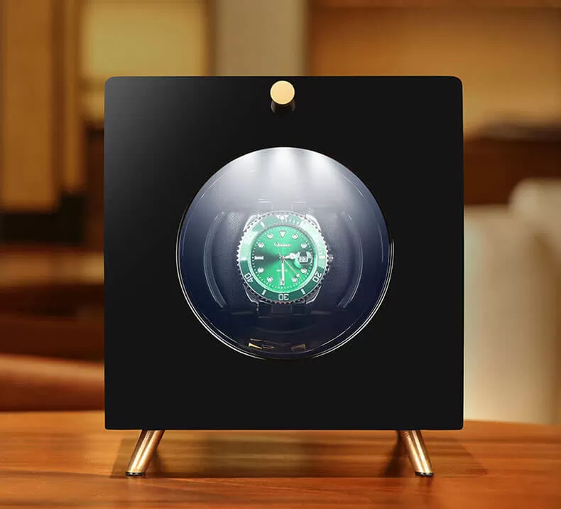 Wooden Retro Single Rolex Watch Winder - Black