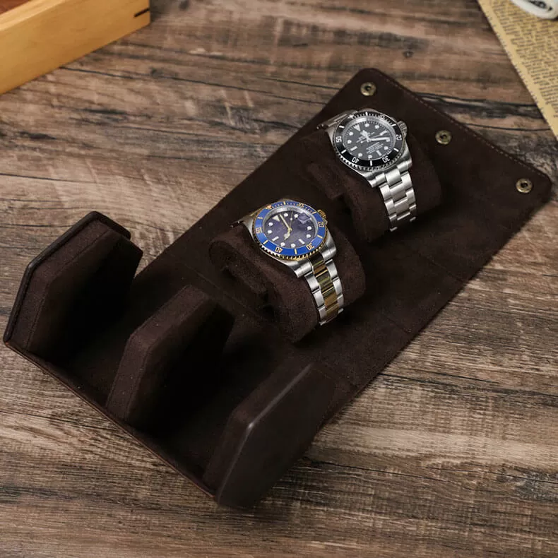 Handmade Hexagon Two-Seater Watch Case With Brown Leather