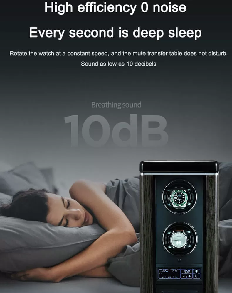 New Design 4 Wooden Automatic Watch Winder Storage Box with LCD Touch Screen