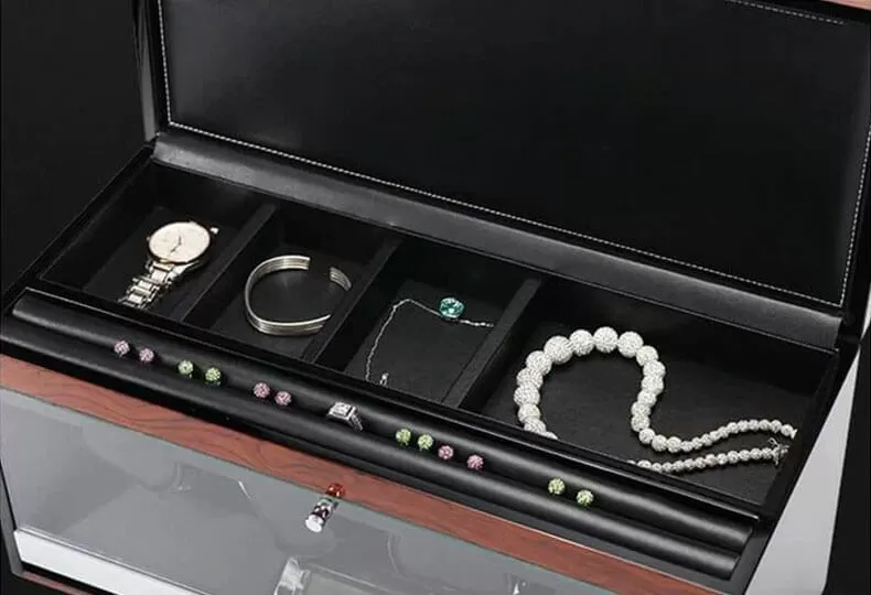 Carbon Fibre Double Watch Winder with Drawer and Touch Screen