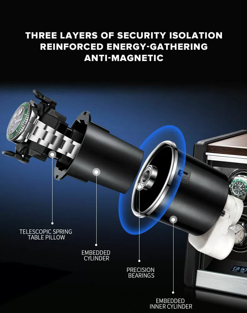 Luxury 3 Watch Winder with Extra Storage in Striped Ebony Wood - Dark Warrior