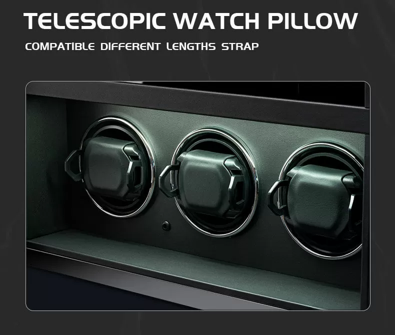 9 Watch Winder Box with 5 Extra Storage in Striped Ebony Wood