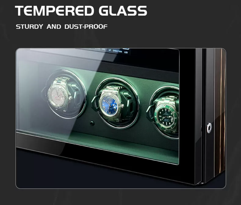 Luxury 3 Watch Winder with Extra Storage in Striped Ebony Wood - Dark Warrior