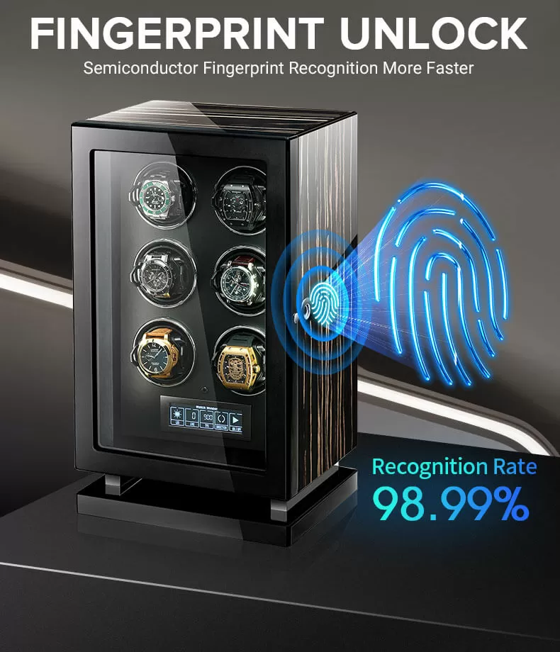 Black Warrior Intelligent Double Watch Winder in Striped Ebony Wood