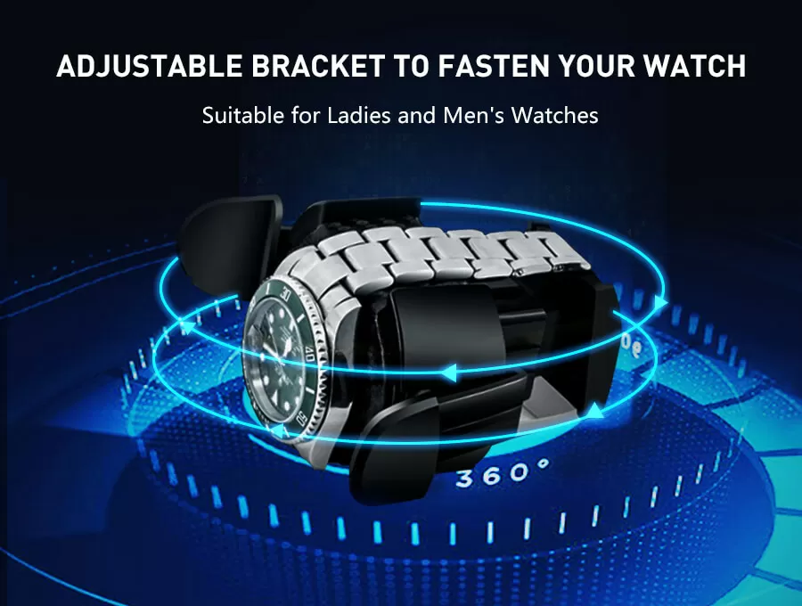 Classic Vertical Quad Automatic Watch Rotator Black interior