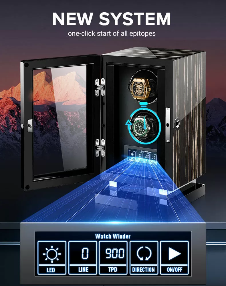 Black Warrior Wooden 4 Slots Intelligent Watch Winder Box