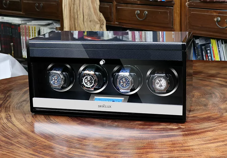 Carbon Fiber Four Watch Winder with Drawer