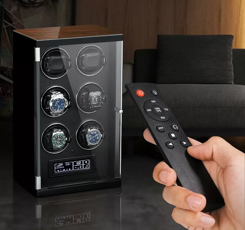 Premium Smart 4 Watch Winder with Fingerprint Lock - Black Interior