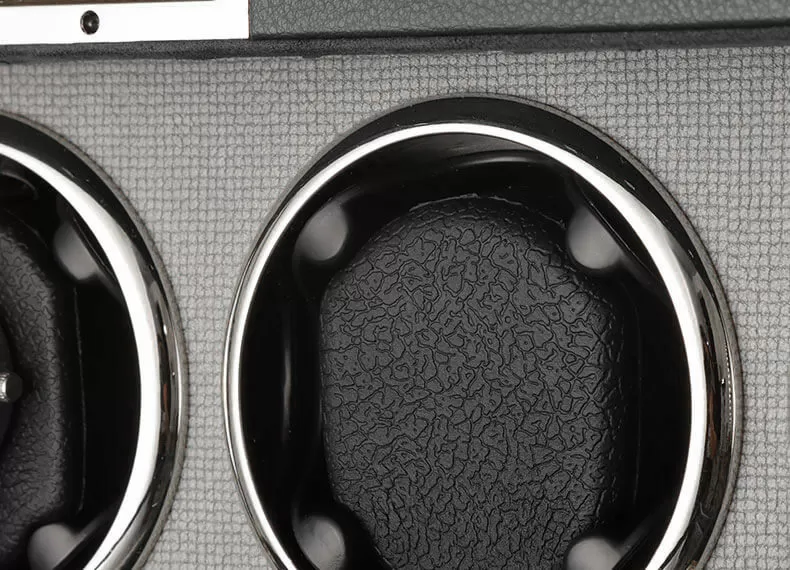 Black Leather Watch Case Automatic Winder for 2 Wrist Watch